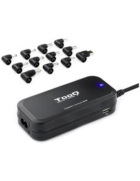 ALIMENTADOR PORT. 90W TOOQ AUT O 2 X USB 12 CONECTORES PN: TQLC-90BS02AT EAN: 8433281007246