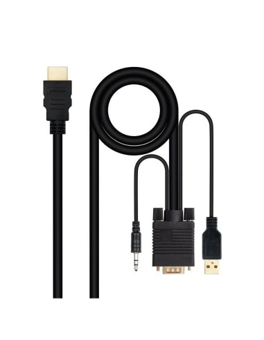 ADAPT. HDMI A VGA + JACK 3.5 +  USB-A 1.8M...