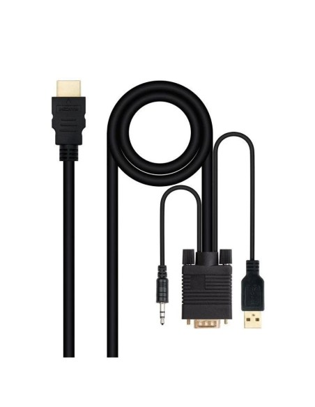 ADAPT. HDMI A VGA + JACK 3.5 +  USB-A 1.8M NEGRO PN: 10.15.4350 EAN: 8433281013834