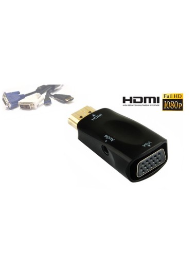 CONVERSOR HDMI A VGA + AUDIO   NEGRO PN: HDMI A...