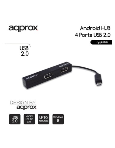 HUB 4 PTOS USB 2.0 APPROX OTG  CONEXION MICRO...
