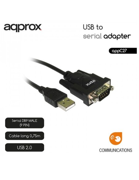 CONVERSOR USB A SERIE DB9 APPR OX NEGRO PN: APPC27 EAN: 8435099521037