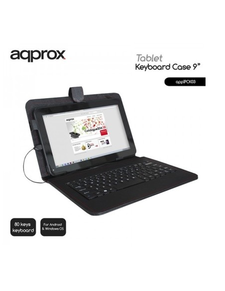 FUNDA 9"  APPROX TABLET + TECL ADO MICRO-USB NEGRO PN: APPIPCK03 EAN: 8435099516590