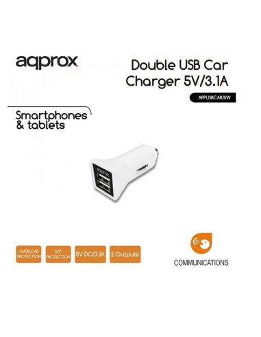 CARGADOR  5V COCHE 2X USB 3.1A  BLANCO PN:...