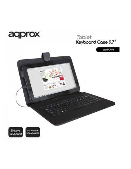 FUNDA 9.7" APPROX TABLET + TEC LADO NEGRO PN: APPIPCK04 EAN: 8435099516606