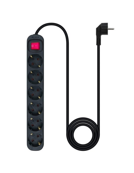REGLETA 6 TOMAS NANO CABLE CON 1.4M PROTECCION, INTERUPTOR PN: 10.37.0006-BK EAN: 8433281010192