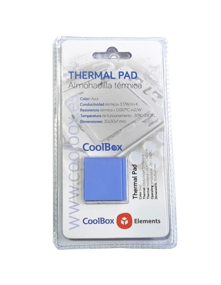 ALMOHADILLA TERMICA CPU KIT 4  PADS  AZUL COOLBOX PN: COO-TGH3W-PAD EAN: 8436556140457