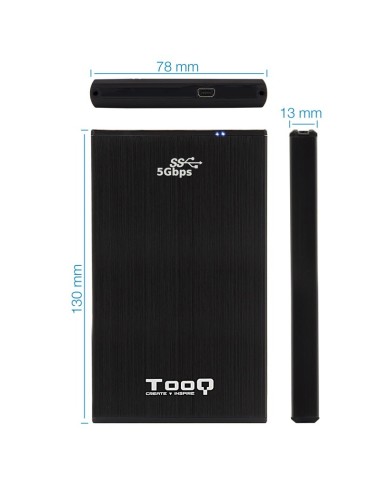 CAJA 2.5" USB 3.1 TOOQ   NEGRA TQE-2522B 9.5MM...