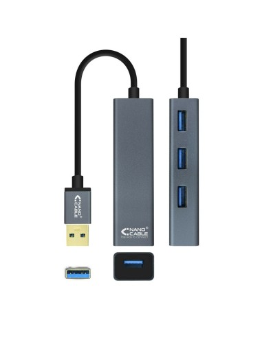 HUB USB 3.0 USB-A/M ALUMINIO N ANO CABLE CORTO...