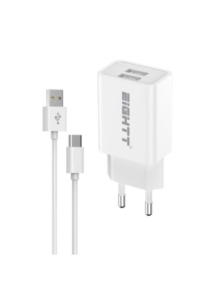 CARGADOR 5V ENCHUFE HOME 2.4A  TIPO A - C BLANCO PN: ECW-C EAN: 8425402168462