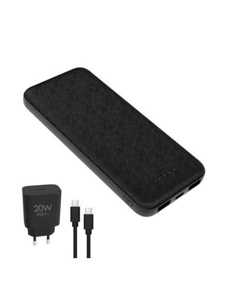 POWERBANK 10000 MAH PLATINET   + CARGADOR 20W + CABLE USB C PN: PMPB10SETB EAN: 5907595459938