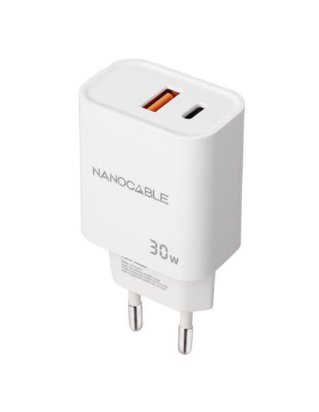 CARGADOR  5V ENCHUFE 1X USB    TYPE C, X1 USB A 30W BLANCO PN: 10.10.2011 EAN: 8433281015197   
